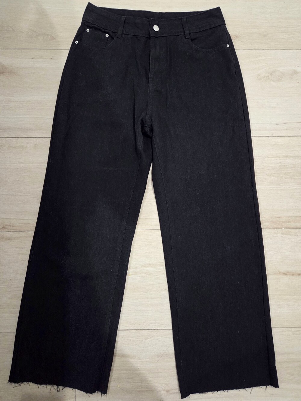 Black Denim Straight Jeans Dark Wash Women's Solid Size M